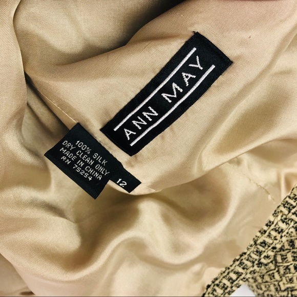 Ann May tan black woven 100% silk zip front jacket - Picture 7 of 8